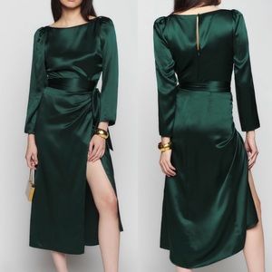 NWT Cassis Reformation Forest green wrap dress